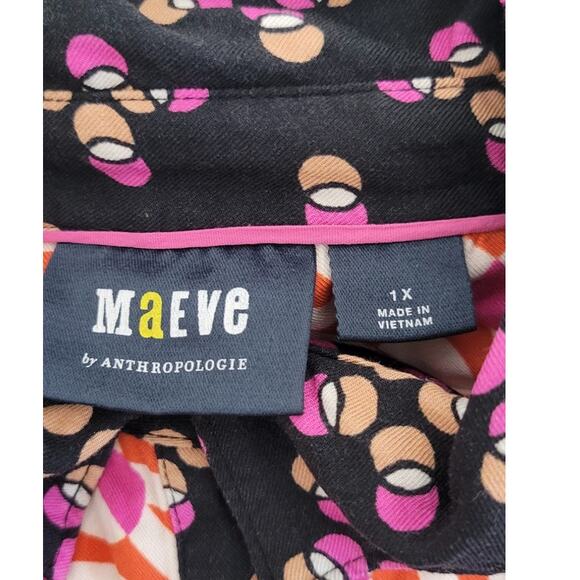 New Maeve x Anthropologie PAZ Button Down 1X Multicolored Floral Abstract Blouse - Picture 10 of 12